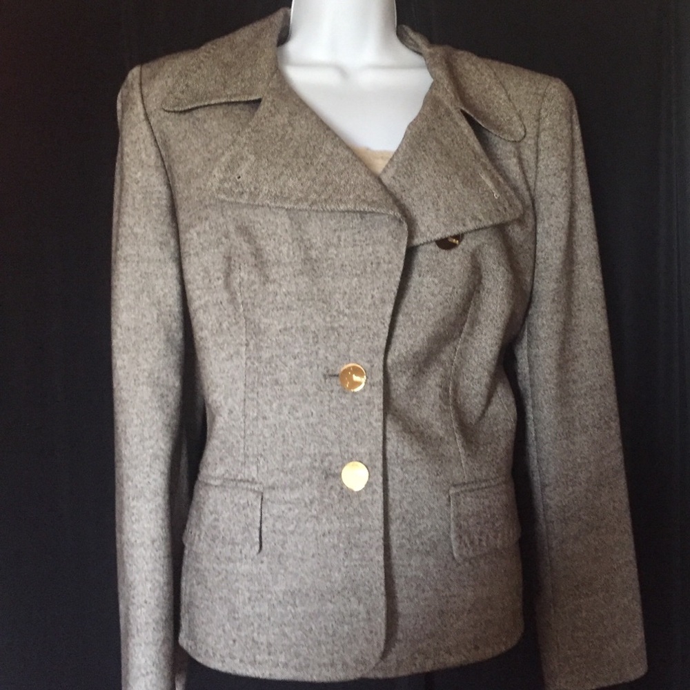 Escada Silk & Wool Blend Fitted Blazer 